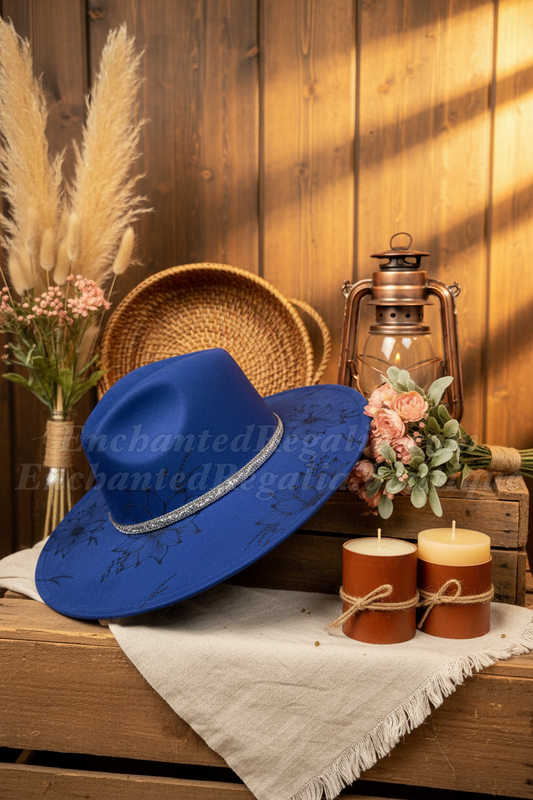 Saddled In Blue Fedora Hat