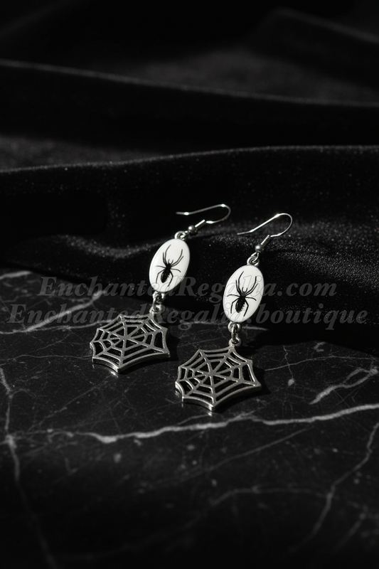 Silver Web Dangle Earrings