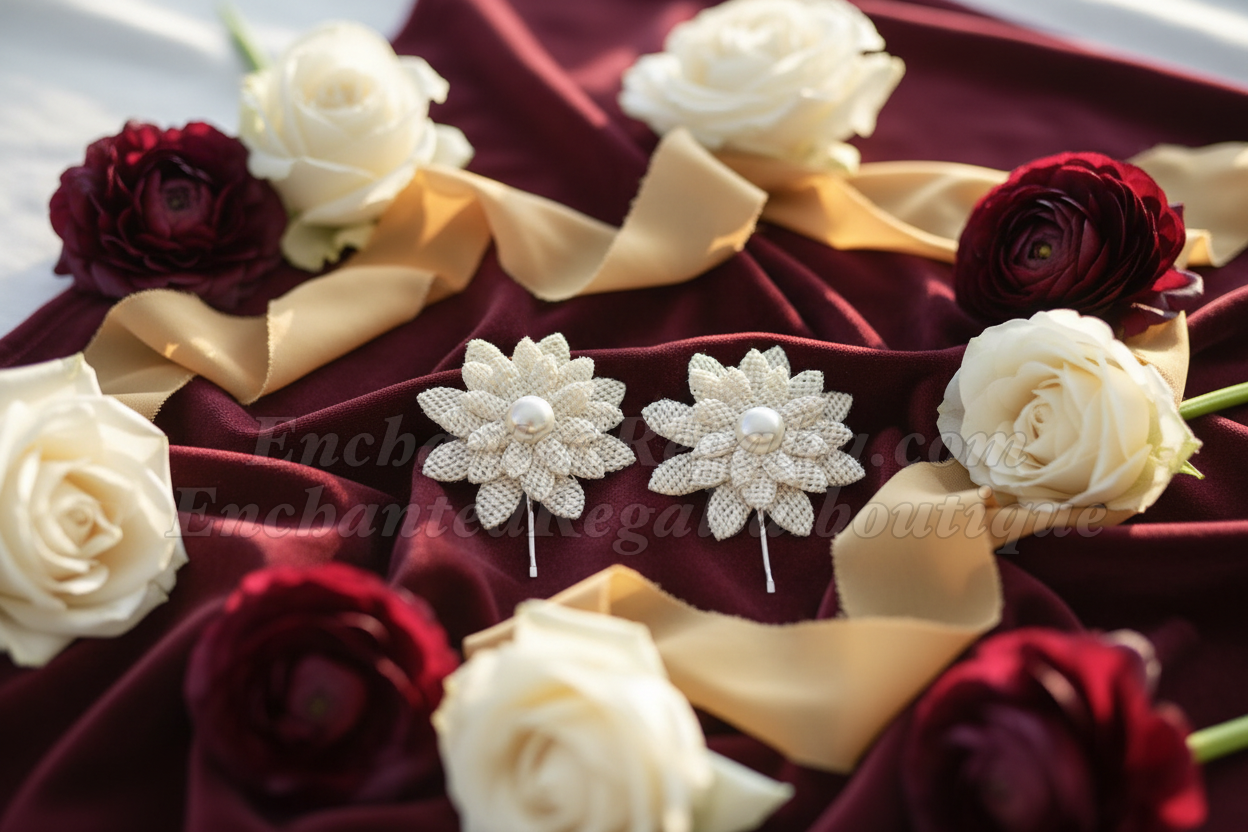 Burlap Blossom Hair Pins