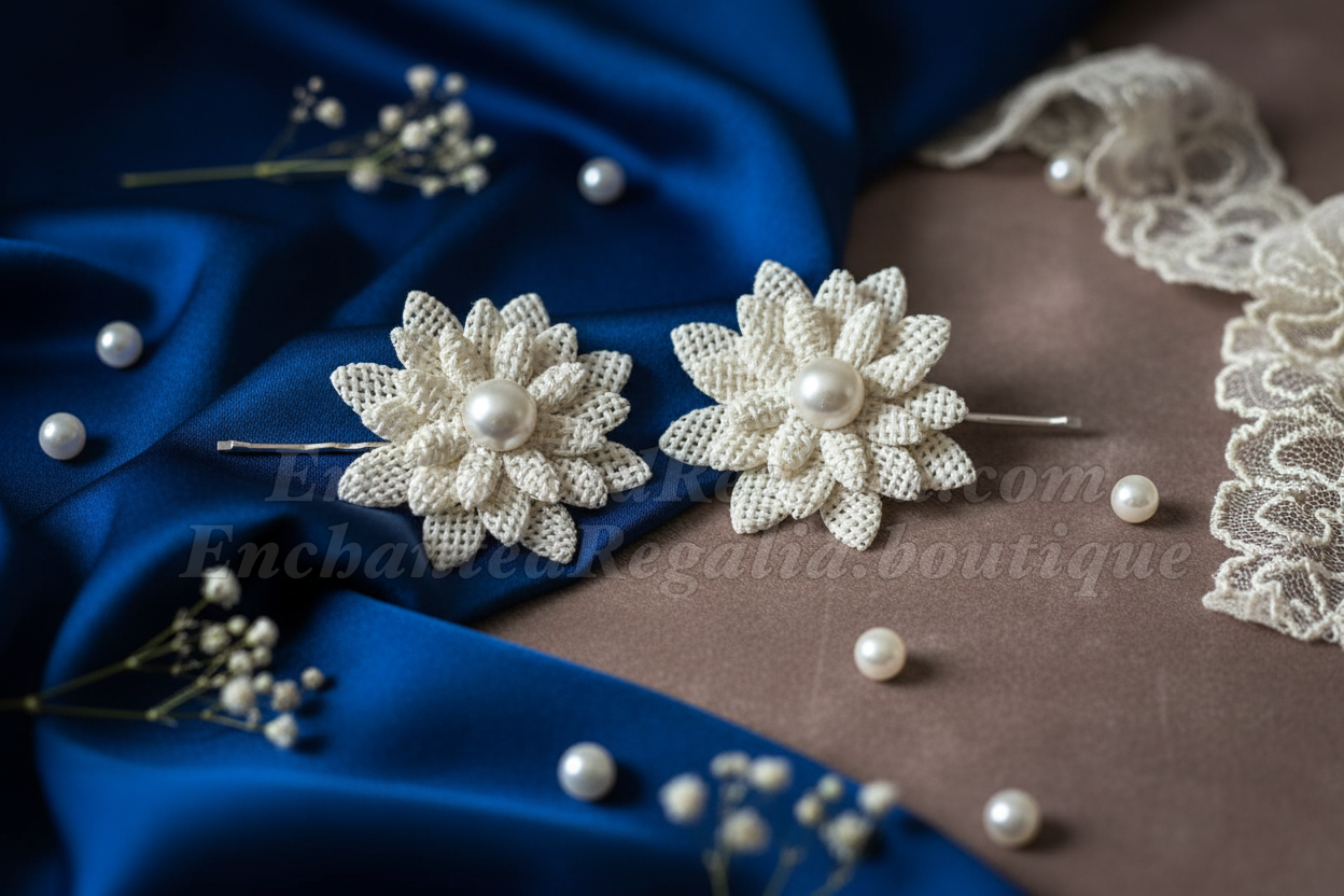 Burlap Blossom Hair Pins