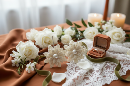 Burlap Blossom Hair Pins
