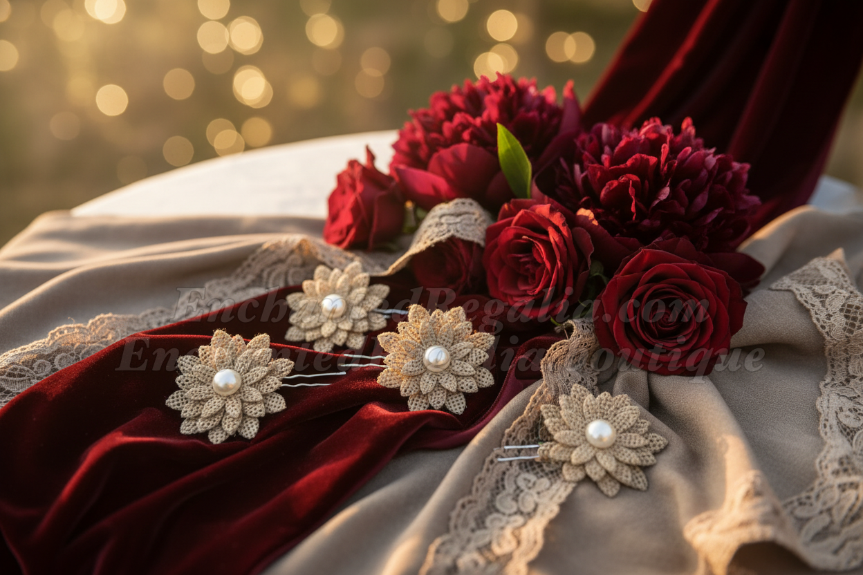 Burlap Blossom Hair Pins
