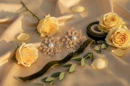 Burlap Blossom Hair Pins