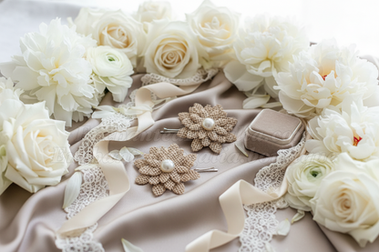 Burlap Blossom Hair Pins