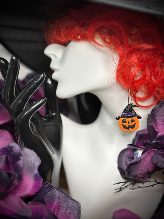 Hat-O-Lantern Hoop Earrings