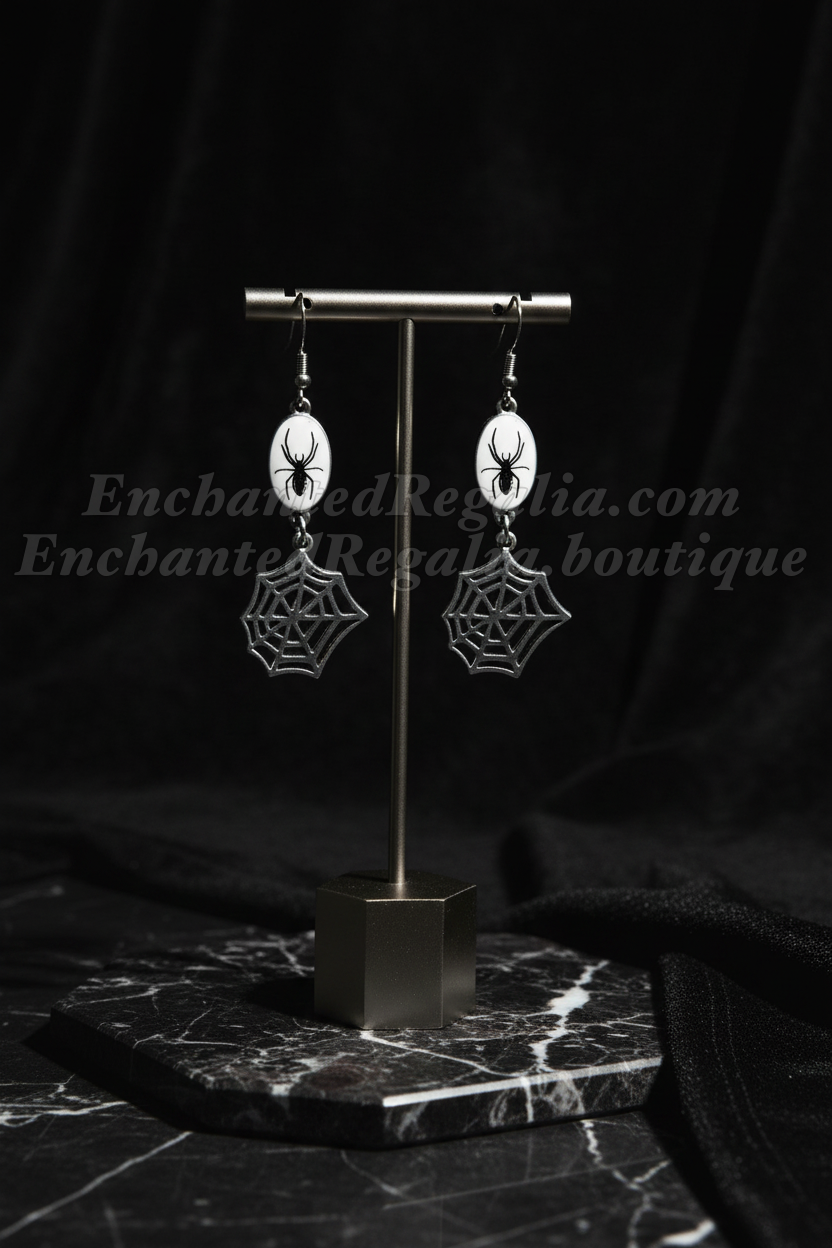 Silver Web Dangle Earrings