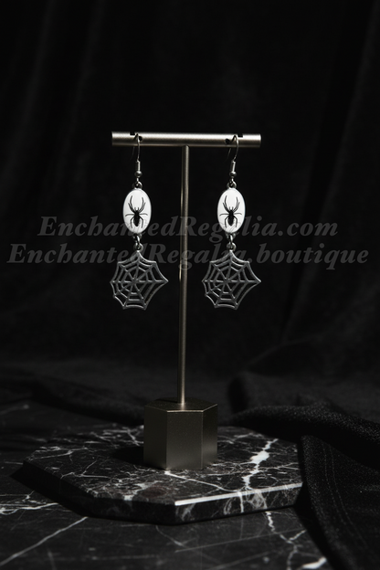 Silver Web Dangle Earrings