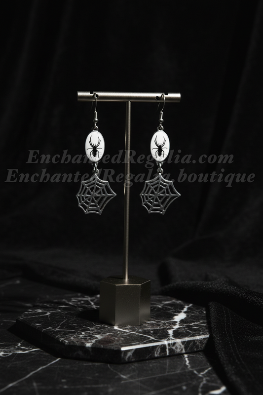 Silver Web Dangle Earrings