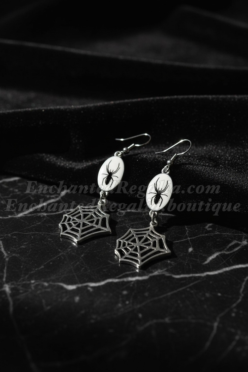 Silver Web Dangle Earrings