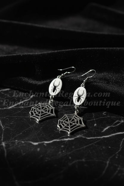 Silver Web Dangle Earrings