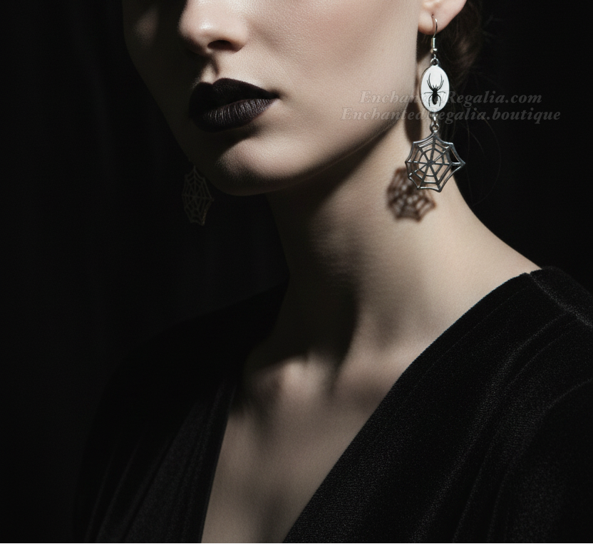 Silver Web Dangle Earrings